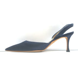 Manolo Blahnik Carolyne 90 Slingback Pumps Navy Satin Size 42