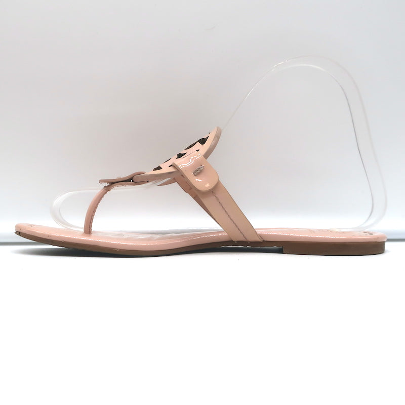 Tory Burch Miller Thong Sandals Pink Patent Leather Size 6.5 Flat Slides