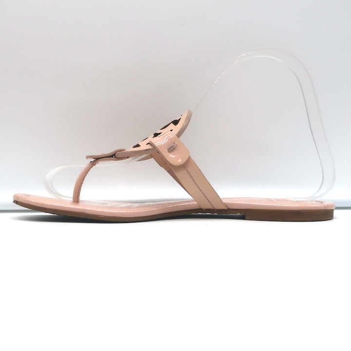 Tory Burch Miller Thong Sandals Pink Patent Leather Size 6.5 Flat Slides