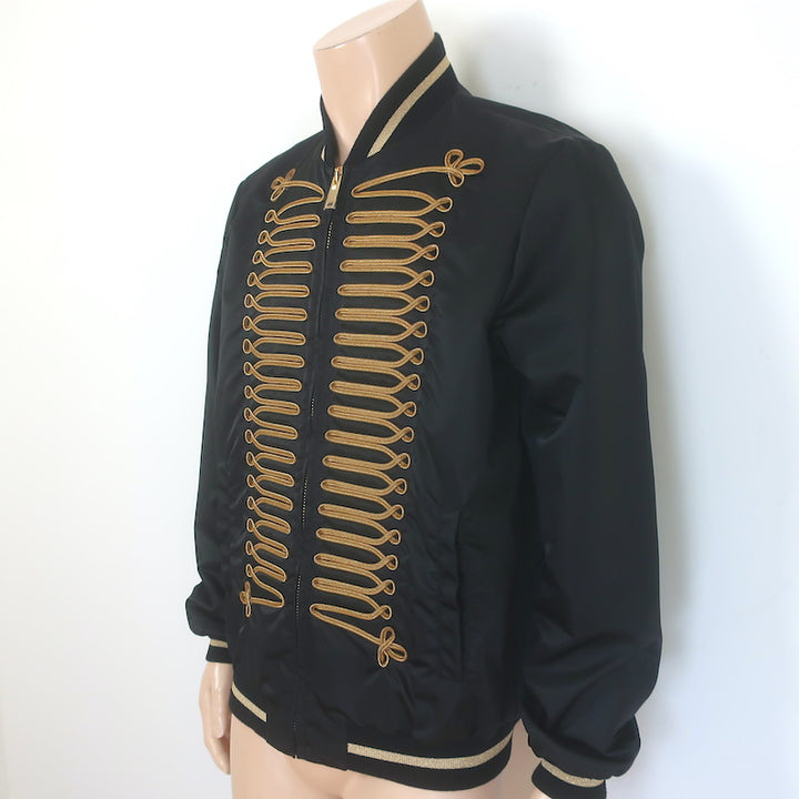 Palm Angels Honor Uniform Bomber Jacket Black Satin Size 46 NEW
