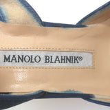 Manolo Blahnik Carolyne 90 Slingback Pumps Navy Satin Size 42