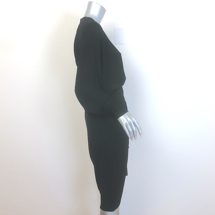 Alexandre Vauthier Ruched Jersey Dolman Sleeve Dress Black Stretch Crepe Size 36