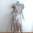 Rotate Birger Christensen Puff Sleeve Sequin Midi Dress Silver Size 34 NEW