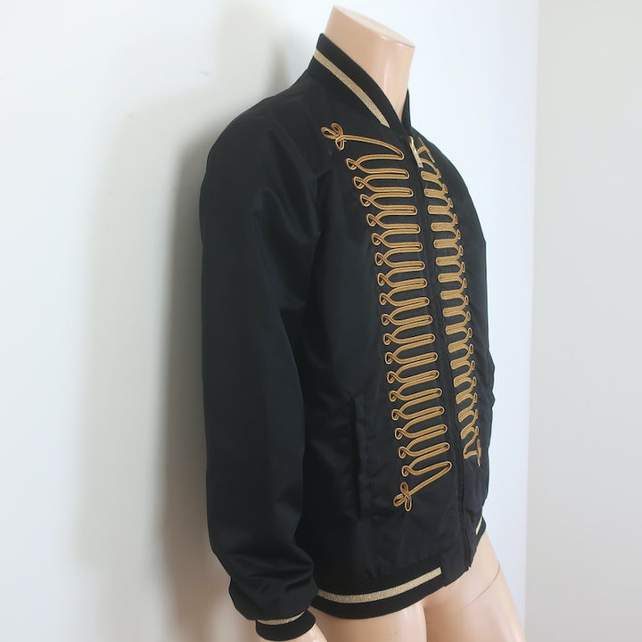 Palm Angels Honor Uniform Bomber Jacket Black Satin Size 46 NEW