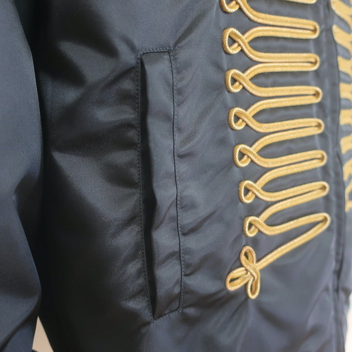 Palm Angels Honor Uniform Bomber Jacket Black Satin Size 46 NEW