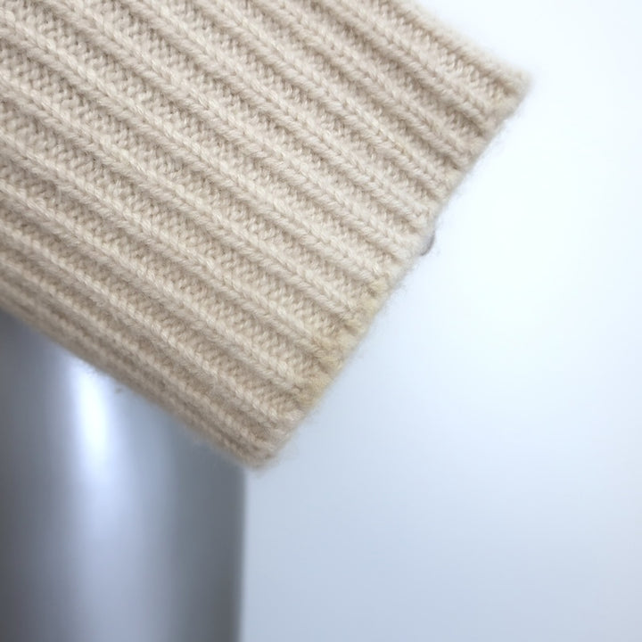SABLYN Melissa Ribbed Cashmere V-Neck Cropped Sweater Cream Size Large