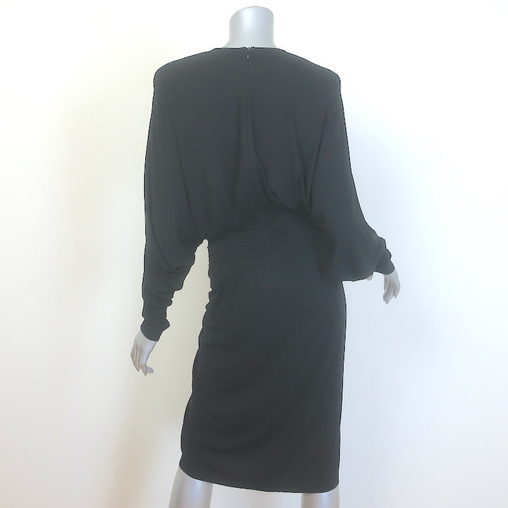 Alexandre Vauthier Ruched Jersey Dolman Sleeve Dress Black Stretch Crepe Size 36