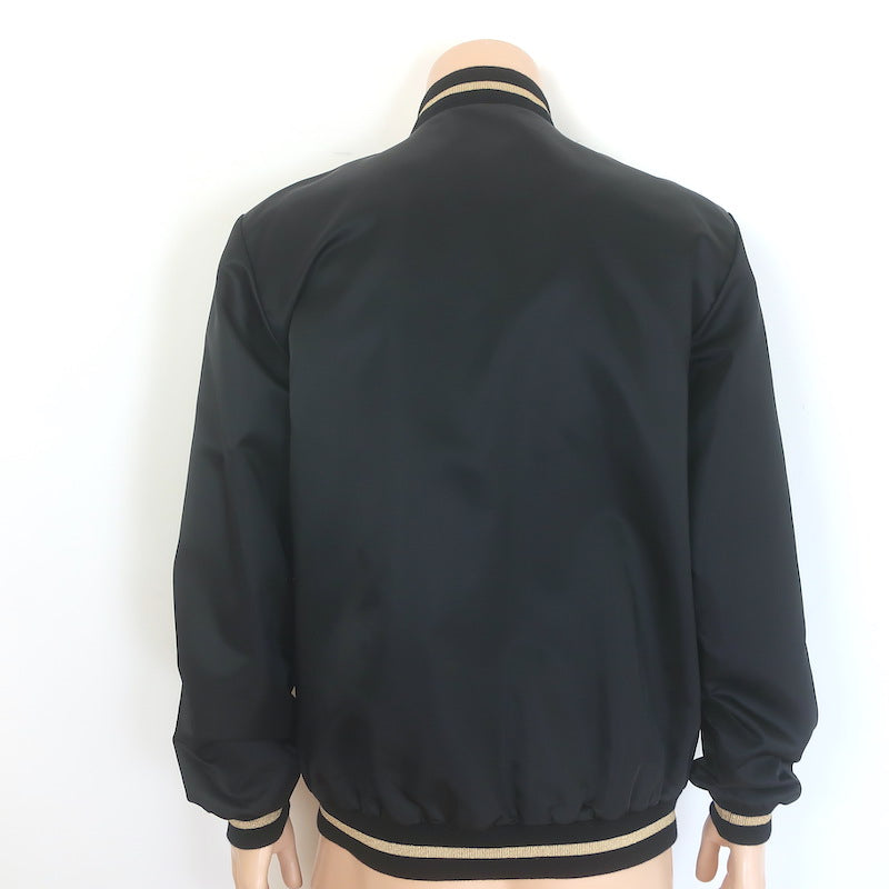 Palm Angels Honor Uniform Bomber Jacket Black Satin Size 46 NEW