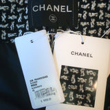 Chanel 20N Coco Neige Tweed Down Puffer Jacket Black/White Size 42 NEW