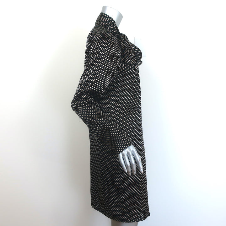 Nili Lotan Isla Tie-Neck Polka Dot Mini Dress Black/Ivory Silk Satin Size Medium