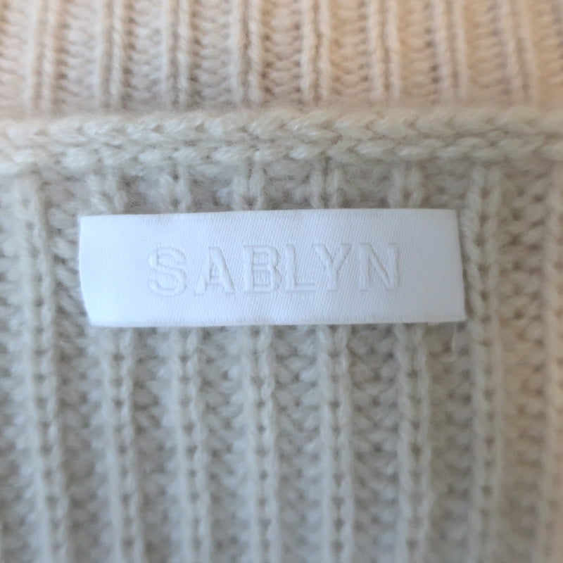 SABLYN Melissa Ribbed Cashmere V-Neck Cropped Sweater Cream Size Large