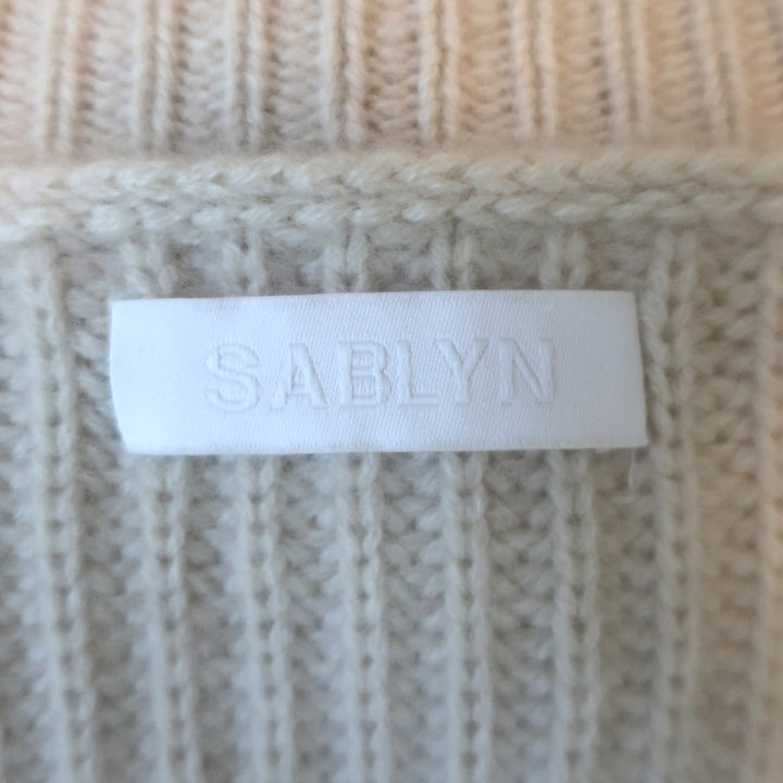 SABLYN Melissa Ribbed Cashmere V-Neck Cropped Sweater Cream Size Large