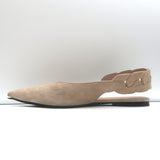 Hermes Gina Pointed Toe Slingback Flats Nude Suede Size 38.5