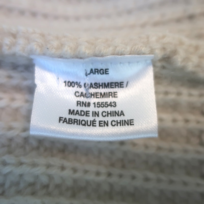 SABLYN Melissa Ribbed Cashmere V-Neck Cropped Sweater Cream Size Large