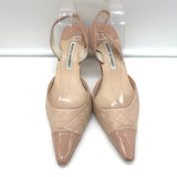 Manolo Blahnik Irie Cap Toe Slingback Pumps Nude Quilted Leather Size 42