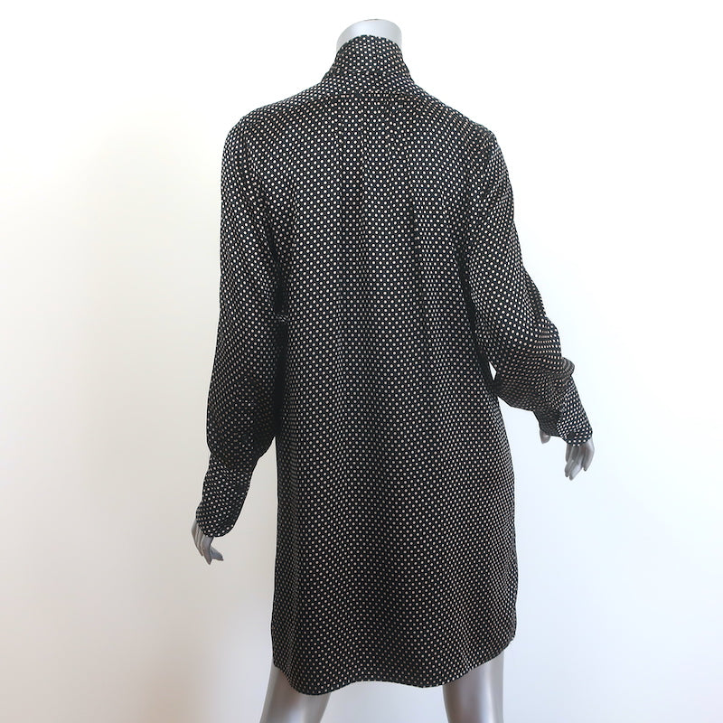Nili Lotan Isla Tie-Neck Polka Dot Mini Dress Black/Ivory Silk Satin Size Medium