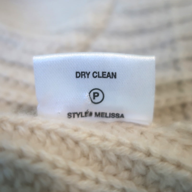 SABLYN Melissa Ribbed Cashmere V-Neck Cropped Sweater Cream Size Large
