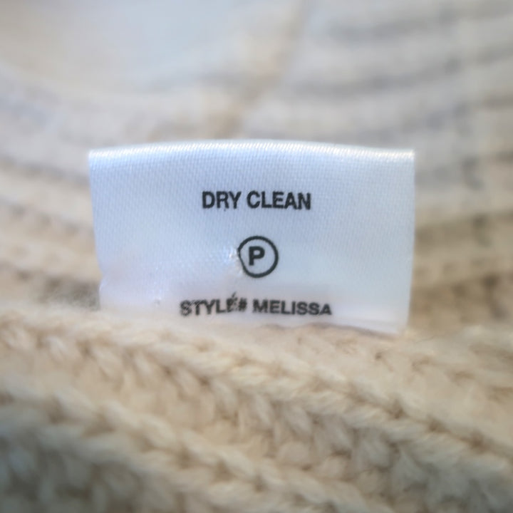 SABLYN Melissa Ribbed Cashmere V-Neck Cropped Sweater Cream Size Large