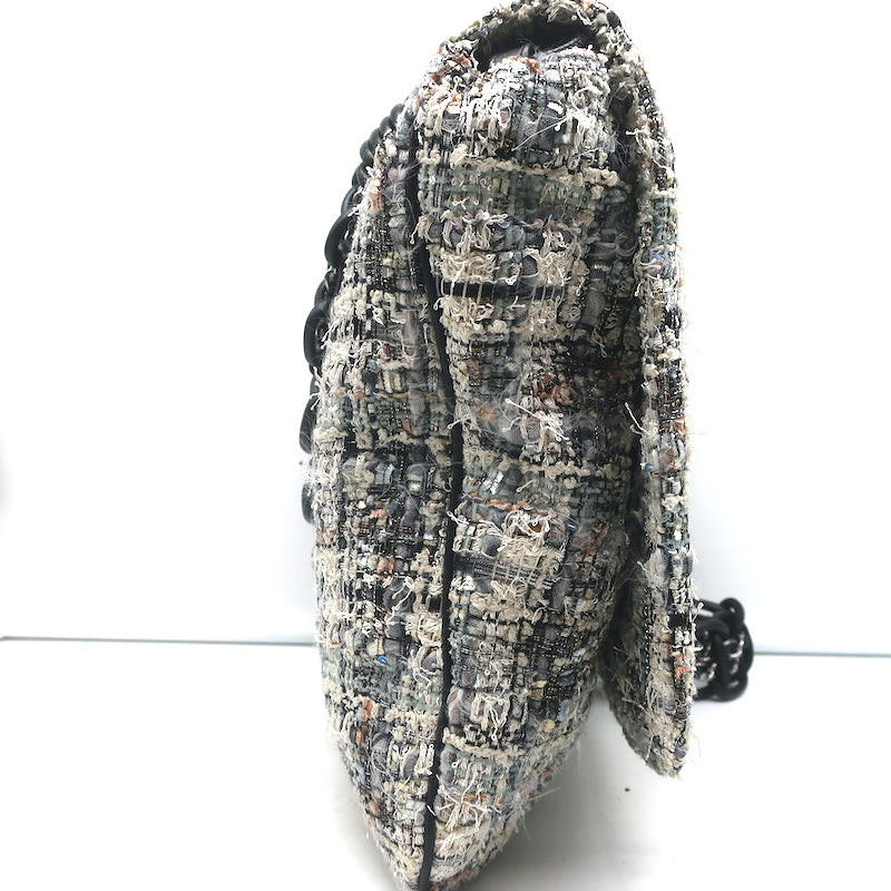 Chanel Tweed Camellia Large Messenger Bag Gray/Black