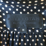 Nili Lotan Isla Tie-Neck Polka Dot Mini Dress Black/Ivory Silk Satin Size Medium