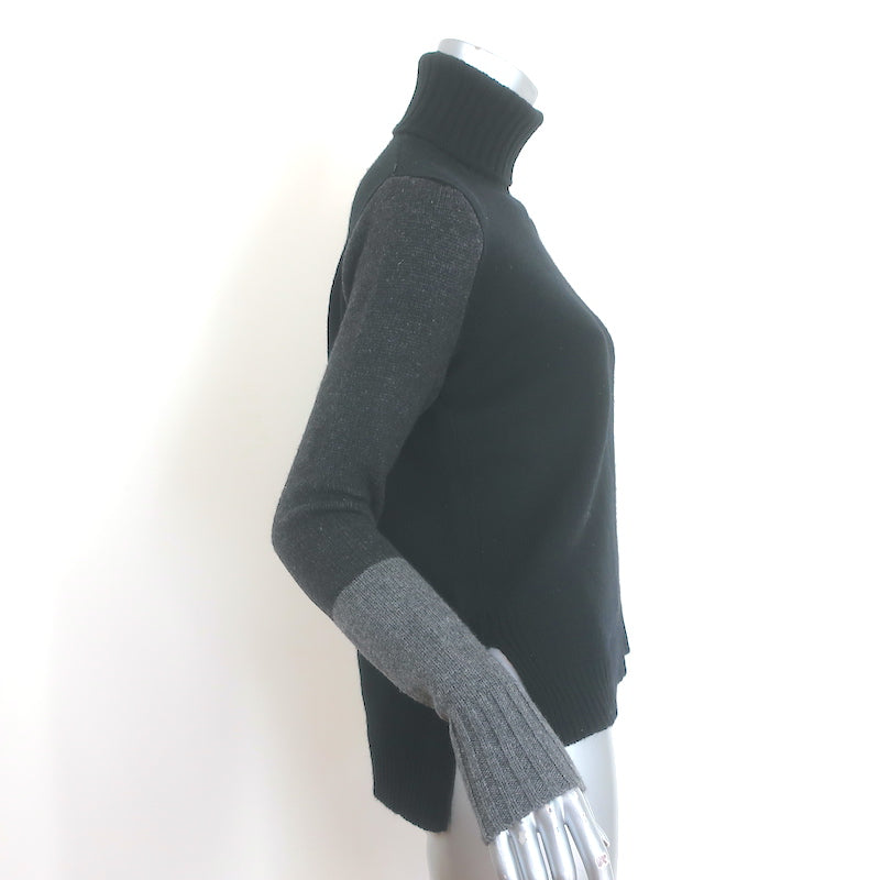 Vince Tri-Colorblock Turtleneck Sweater Black/Charcoal Size Extra Small