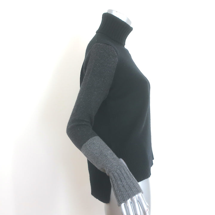 Vince Tri-Colorblock Turtleneck Sweater Black/Charcoal Size Extra Small