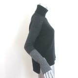 Vince Tri-Colorblock Turtleneck Sweater Black/Charcoal Size Extra Small