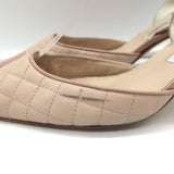 Manolo Blahnik Irie Cap Toe Slingback Pumps Nude Quilted Leather Size 42
