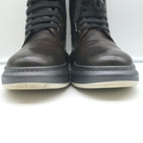 Brunello Cucinelli Lace Up Ankle Boots Fox Fur & Dark Brown Leather Size 40