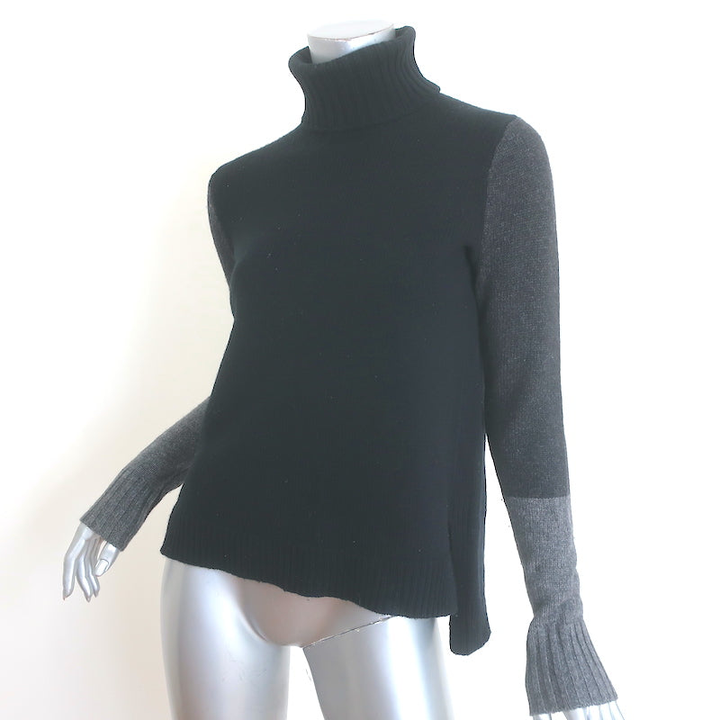 Vince Tri-Colorblock Turtleneck Sweater Black/Charcoal Size Extra Small
