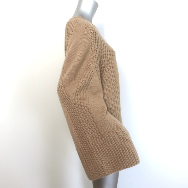 LouLou Studio Votna Cashmere Open-Sleeve Sweater Camel Size Small