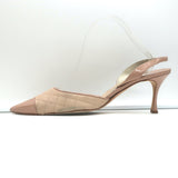 Manolo Blahnik Irie Cap Toe Slingback Pumps Nude Quilted Leather Size 42