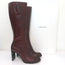 Costume National Knee High Boots Bordeaux Leather Size 40