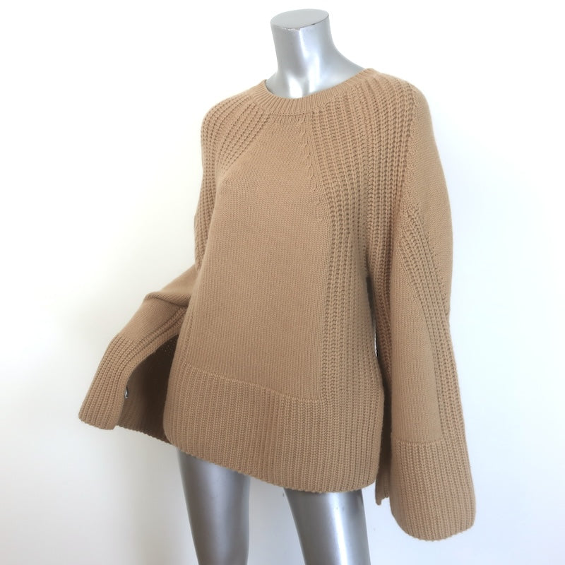 LouLou Studio Votna Cashmere Open-Sleeve Sweater Camel Size Small
