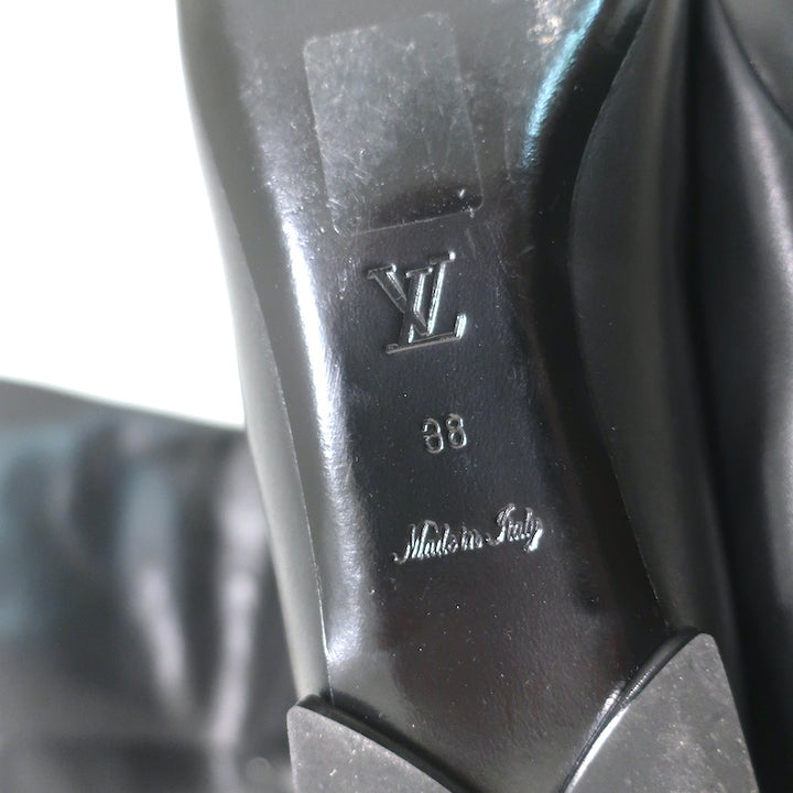 Louis Vuitton Thigh High Flat Boots Black &amp; White Leather Size 38