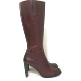 Costume National Knee High Boots Bordeaux Leather Size 40