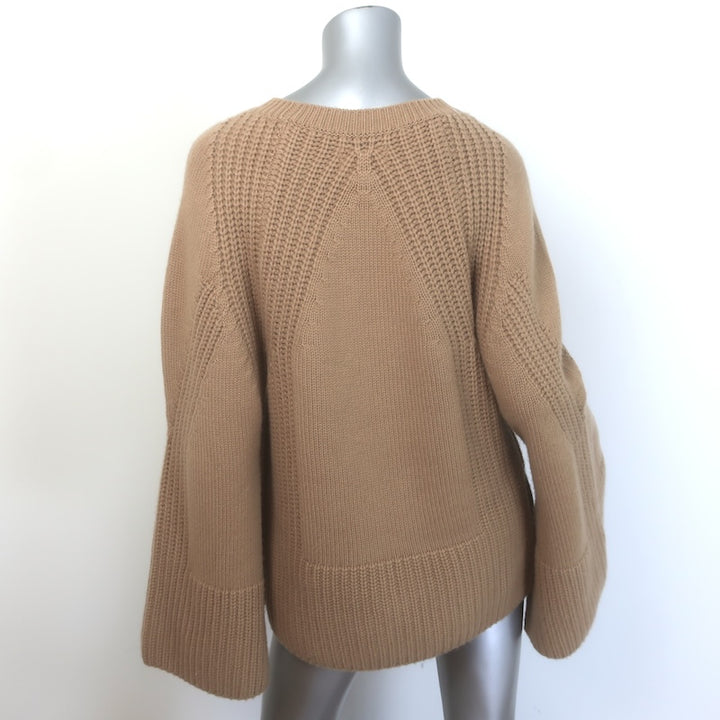 LouLou Studio Votna Cashmere Open-Sleeve Sweater Camel Size Small