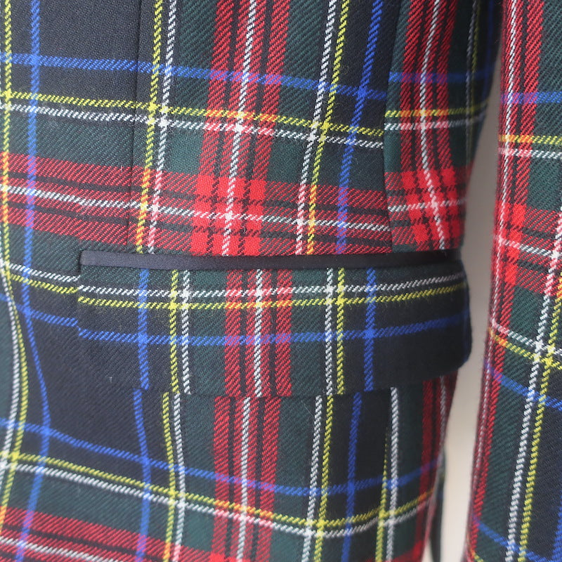 D&amp;G Dolce &amp; Gabbana Tartan Plaid Blazer Red/Black Wool-Blend Size 50