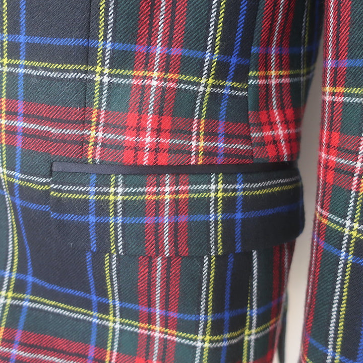 D&amp;G Dolce &amp; Gabbana Tartan Plaid Blazer Red/Black Wool-Blend Size 50