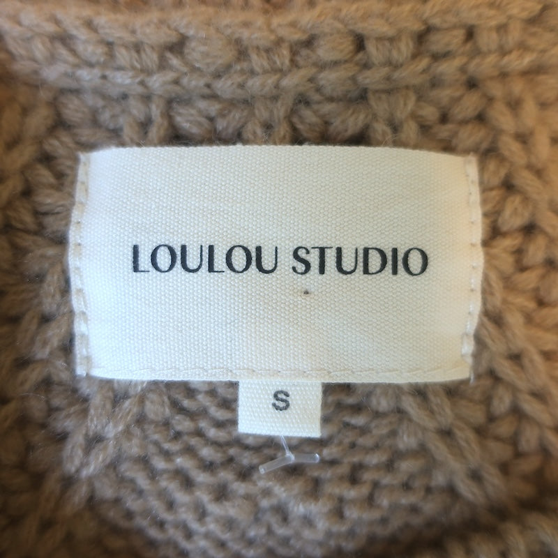 LouLou Studio Votna Cashmere Open-Sleeve Sweater Camel Size Small