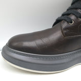 Brunello Cucinelli Lace Up Ankle Boots Fox Fur & Dark Brown Leather Size 40