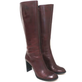 Costume National Knee High Boots Bordeaux Leather Size 40