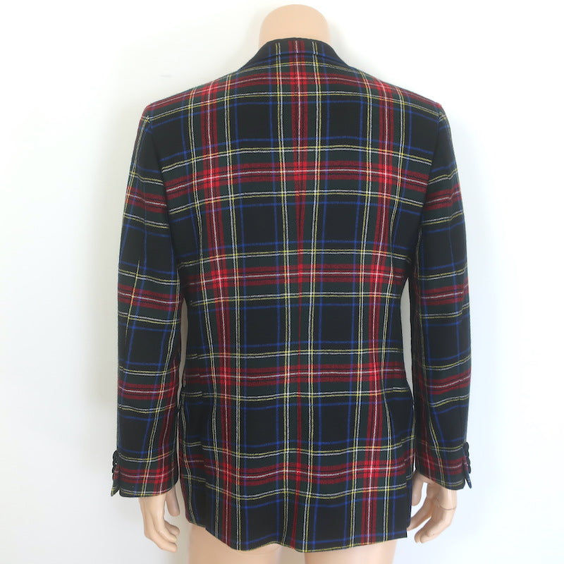 D&amp;G Dolce &amp; Gabbana Tartan Plaid Blazer Red/Black Wool-Blend Size 50