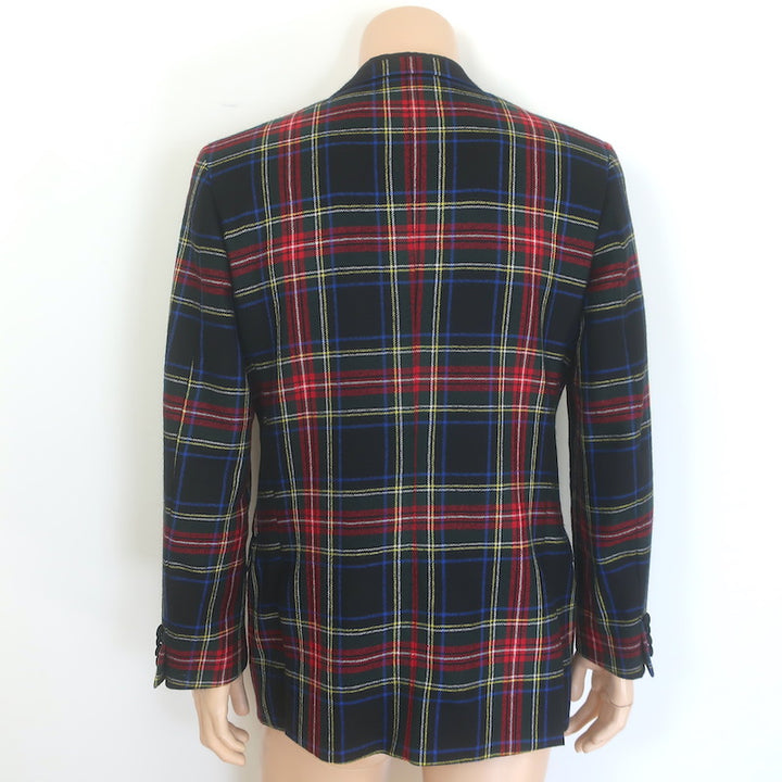 D&amp;G Dolce &amp; Gabbana Tartan Plaid Blazer Red/Black Wool-Blend Size 50