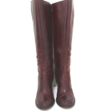 Costume National Knee High Boots Bordeaux Leather Size 40