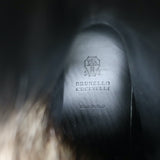 Brunello Cucinelli Lace Up Ankle Boots Fox Fur & Dark Brown Leather Size 40