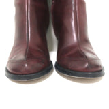 Costume National Knee High Boots Bordeaux Leather Size 40