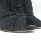 Dolce & Gabbana Suede-Trimmed Mesh Peep Toe Ankle Boots Black Size 38