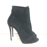 Dolce & Gabbana Suede-Trimmed Mesh Peep Toe Ankle Boots Black Size 38