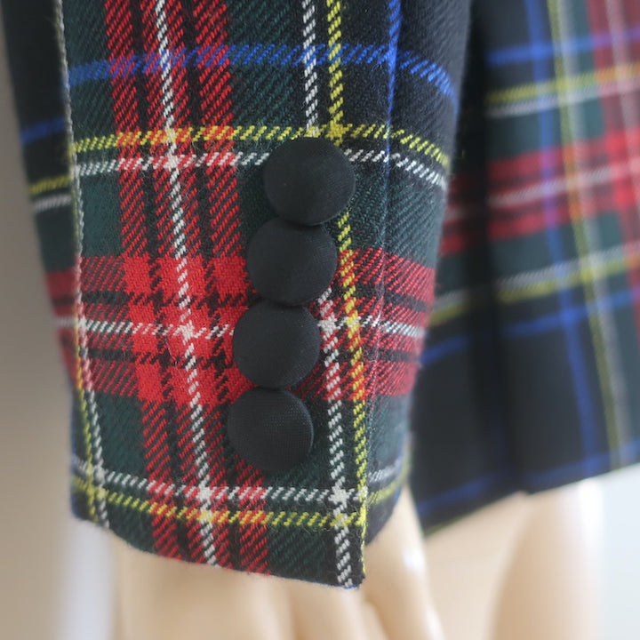 D&amp;G Dolce &amp; Gabbana Tartan Plaid Blazer Red/Black Wool-Blend Size 50